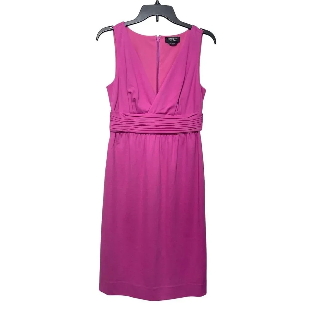 New Kate Spade New York Pink V-Neck Ponte Dress Size 6